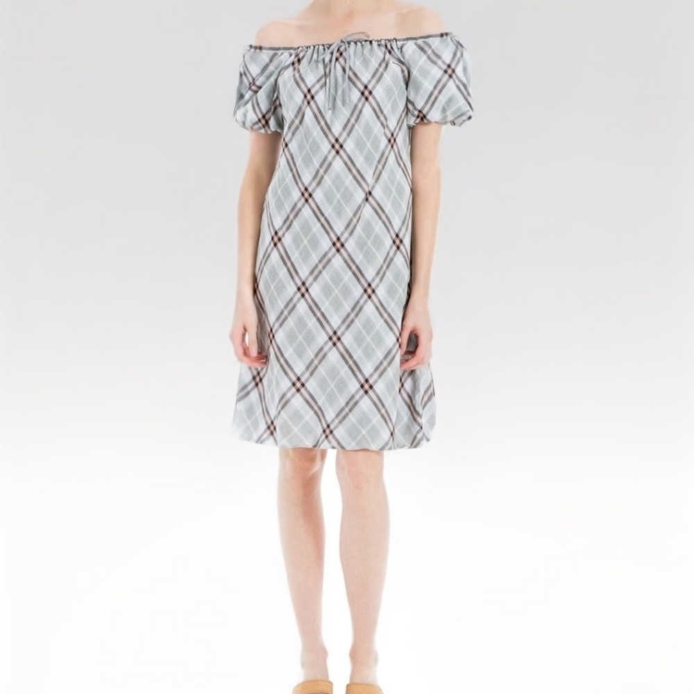 New Max Studio Pull-over Plaid Gray Dress S